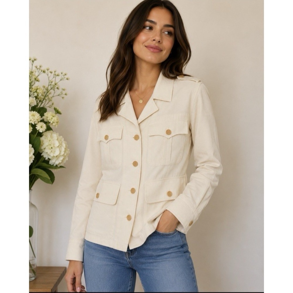 Biella Collezioni Safari Women's Long Sleeves Button Down Shirt Beige EUR38 US12